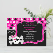 Pirate Princess Skull BIrthday Einladungen (Stehend Vorderseite)