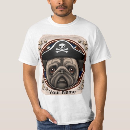 Pirate Pug T-Shirt (Vorderseite)