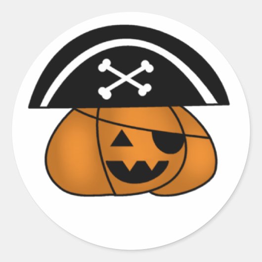 Pirate Pumpkin Runder Aufkleber (Vorderseite)