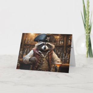 Pirate Raccoon Barkeeper zum Geburtstag Karte