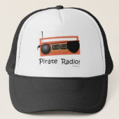 Pirate Radio Funny Music Cartoon Design Truckerkappe (Vorderseite)