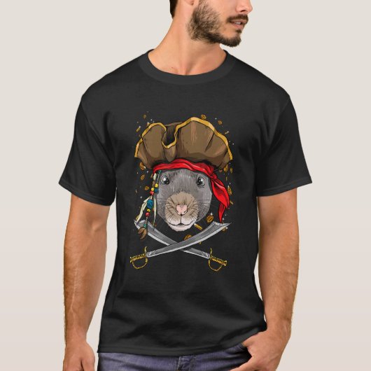 Pirate Rat Mouse Piratenflagge Flag Nautic Animal T-Shirt (Vorderseite)
