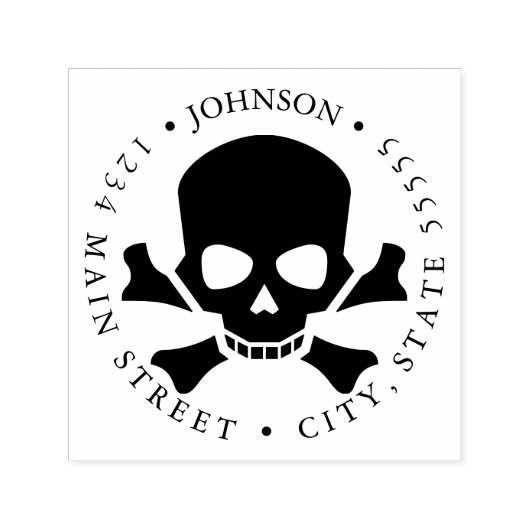 PIrate-Return-Label für menschlichen Schädel und K Permastempel (Design)