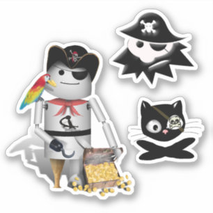 Pirate Robot, Cat und Kid 3 Pack Aufkleber