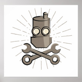 Pirate Robot - Piratenflagge - Variante 01 Poster