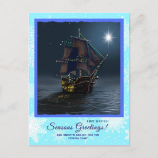 Pirate Sailing Ship Weihnachtskarte Nautical Ocean Postkarte