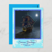 Pirate Sailing Ship Weihnachtskarte Nautical Ocean Postkarte (Vorne/Hinten)