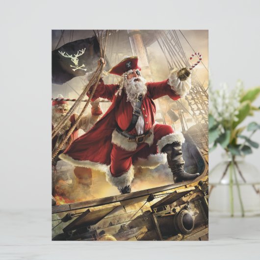 Pirate Santa Feiertagskarte (Stehend Vorderseite)