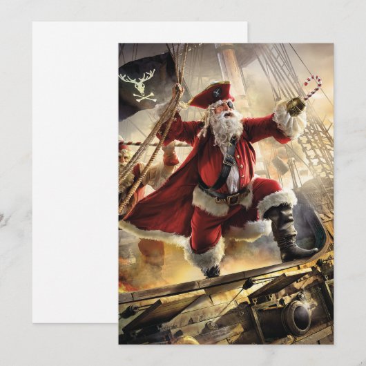Pirate Santa Feiertagskarte (Vorne/Hinten)