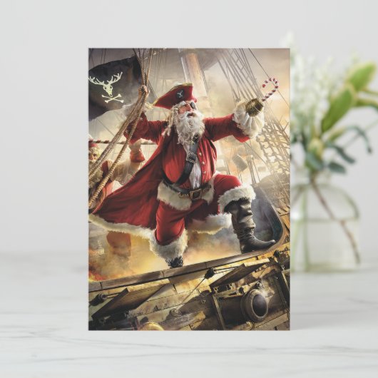 Pirate Santa Feiertagskarte (Stehend Vorderseite)
