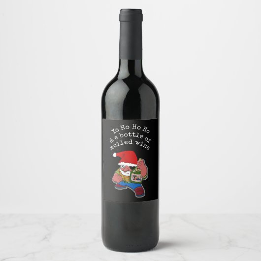 Pirate Santa Funny Mulled Wein Weihnachten Weinetikett (Vorderseite)