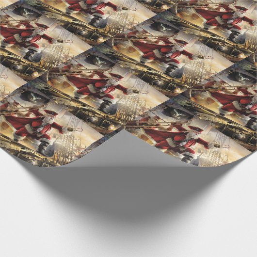 Pirate Santa Geschenkpapier (Ecke)