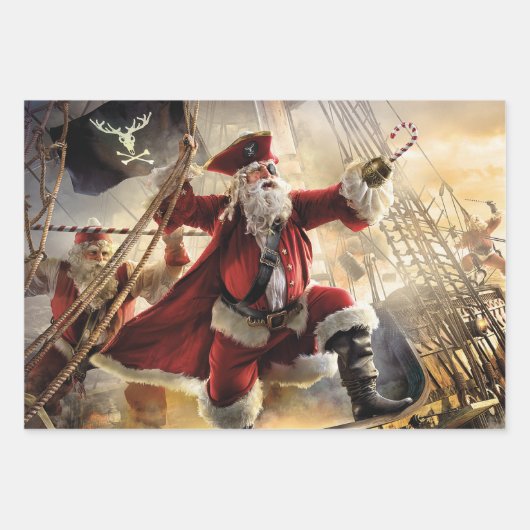 Pirate Santa Geschenkpapier Set (Vorderseite 3)