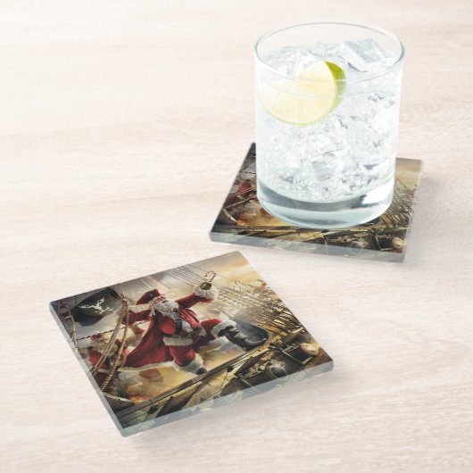 Pirate Santa Glasuntersetzer (Schrägansicht)