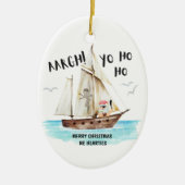 Pirate Santa Ship Funny Nautical Christmas Keramik Ornament (Vorne)