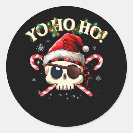 Pirate Santa Skull Crossbones Candy Cane Weihnacht Runder Aufkleber (Vorderseite)