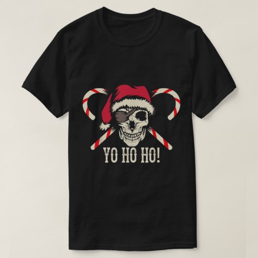 Pirate Santa Skull Yo Ho Ho Design T-Shirt (Design vorne)