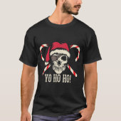 Pirate Santa Skull Yo Ho Ho Design T-Shirt (Vorderseite)