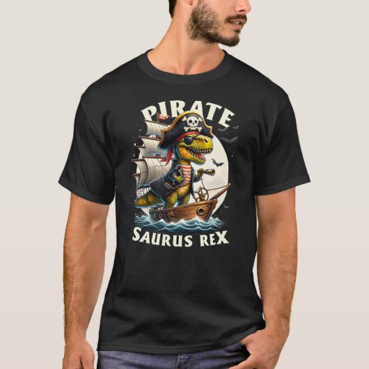 Pirate Saurus Rex Halloween T Rex Dinosaur Caribbe T-Shirt (Vorderseite)