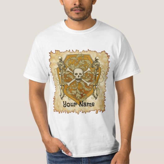 Pirate-Schädel-Schild T-Shirt (Vorderseite)