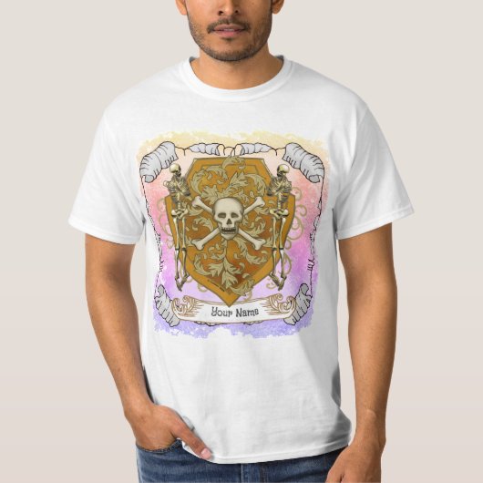 Pirate-Schädel-Schild T-Shirt (Vorderseite)