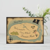 Pirate Schatzkarte Geburtstagsfeier Einladung (Stehend Vorderseite)