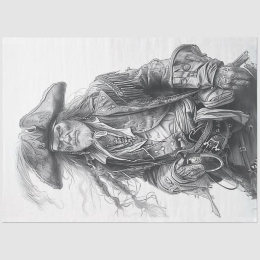 Pirate Schwarz-weiß Decoupage Seidenpapier (Vorderseite)