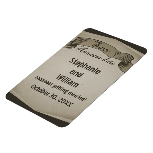 Pirate Scroll Save the Date Flexi Magnet, braun Magnet (Linke Seite)
