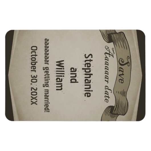 Pirate Scroll Save the Date Flexi Magnet, braun Magnet (Horizontal)