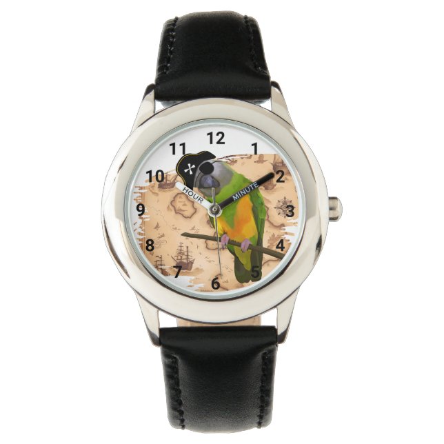 Pirate Senegal Parrot Schatzkarte Armbanduhr (Vorderseite)