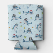 Pirate Shark Doodle Illustration Dosenkühler (Rückseite)