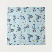 Pirate Shark Doodle Illustration Wandteppich (Vorderseite (Horizontal))