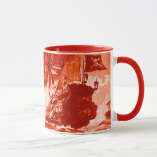 PIRATE SHIP BATTLE IN RED  TASSE