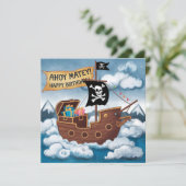 Pirate Ship Birthday Card - Ahoy Matey! Karte (Stehend Vorderseite)