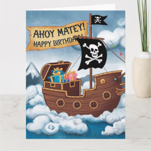Pirate Ship Birthday Card - Ahoy Matey! Karte