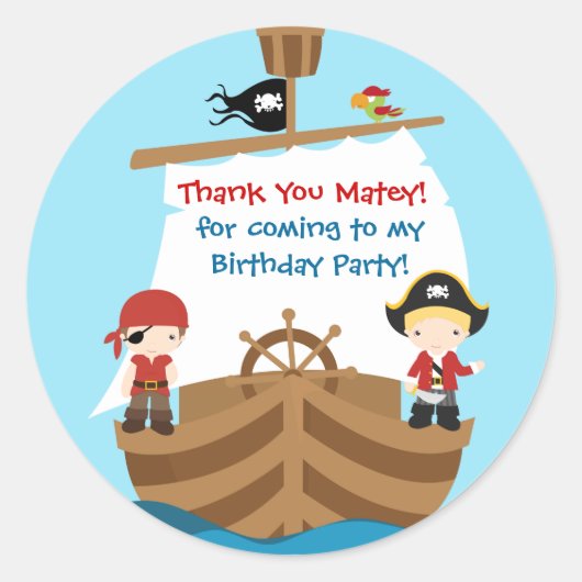 Pirate Ship Birthday Vielen Dank, Ihr Aufkleber (Vorderseite)
