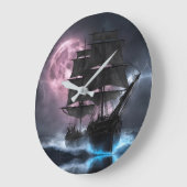 Pirate Ship Blitz Erdbeermond Personalize Große Wanduhr (Winkel)
