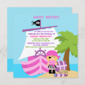 Pirate Ship Blonde Girl Geburtstagsparty Einladung (Vorne/Hinten)