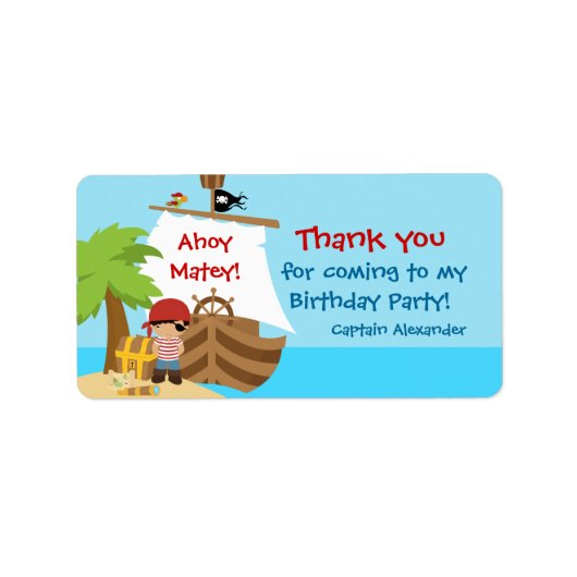 Pirate Ship Boy Birthday Favor Etikett Adressaufkleber (Vorne)