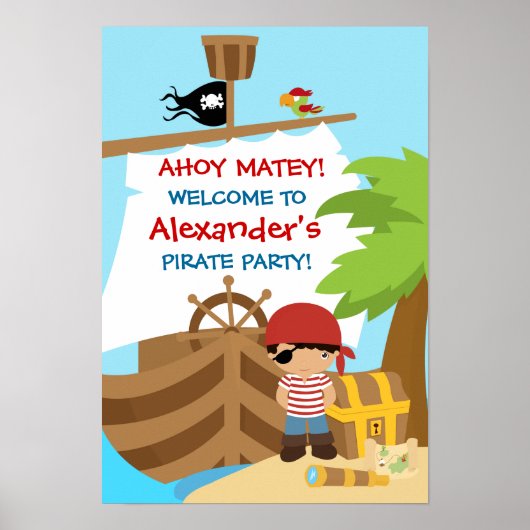 Pirate Ship Boy Birthday Party Poster (Vorne)