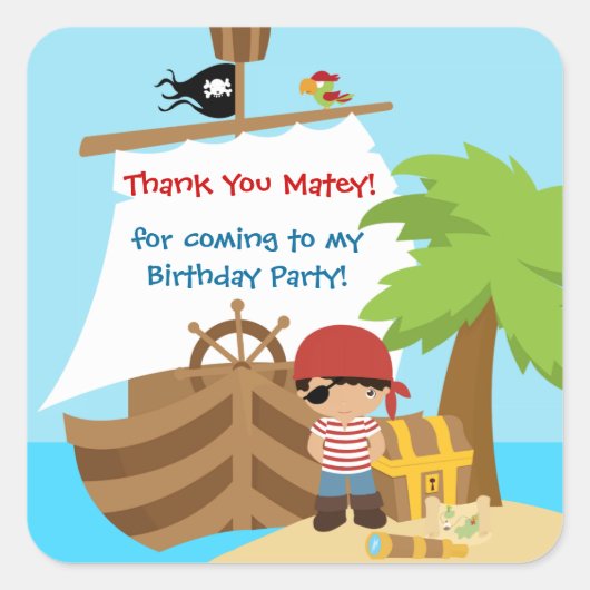 Pirate Ship Boy Birthday Vielen Dank Sticker (Vorderseite)