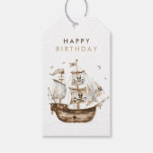 Pirate Ship Brown nautical Theme Geburtstag Geschenkanhänger (Vorderseite)