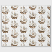 Pirate Ship Brown nautical Theme Geburtstag Geschenkpapier (Flach)