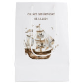 Pirate Ship Brown nautical Theme Geburtstag Mittlere Geschenktüte (Rückseite)