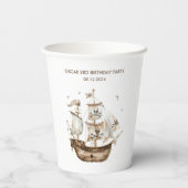 Pirate Ship Brown nautical Theme Geburtstag Pappbecher (Rückseite)