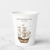 Pirate Ship Brown nautical Theme Geburtstag Pappbecher (Vorderseite)