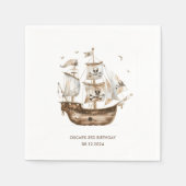 Pirate Ship Brown nautical Theme Geburtstag Serviette (Vorderseite)