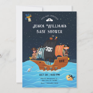 Pirate Ship Geburtstagsbaby-Dusche Einladung