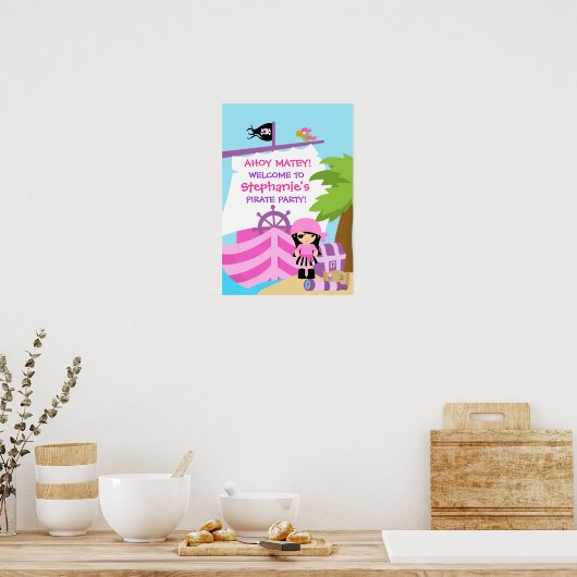 Pirate Ship Girl Birthday Party Poster (Küche)