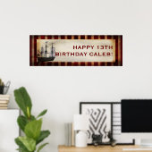 Pirate Ship Grunge Custom Birthday Party Banner Poster (Heimbüro)